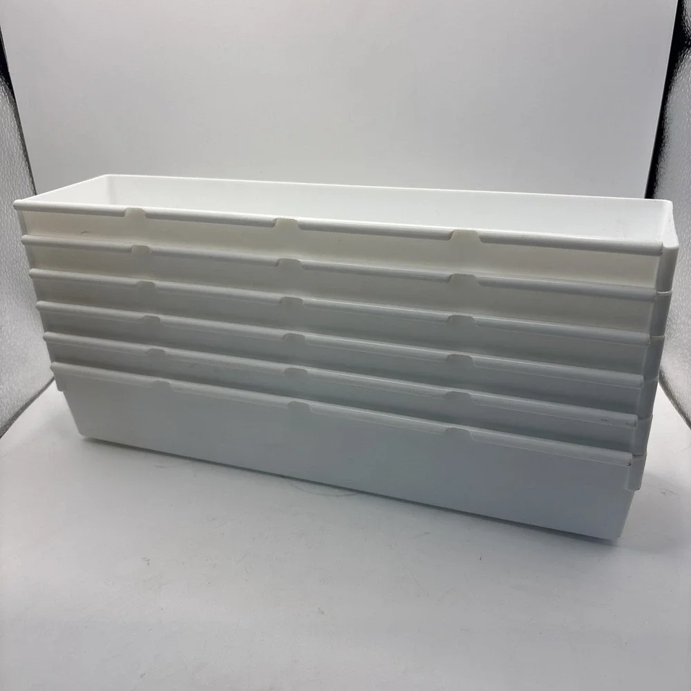 Vtg 6x Rubbermaid Interlocking Drawer Organizers L3-2912 12 x 3 x 2 White NEW